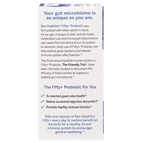 Kyo-Dophilus Fifty+ Probiotic ingredients list on the back