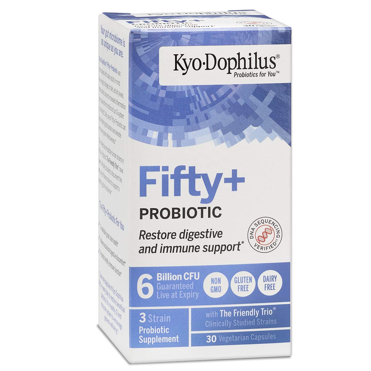 Kyo-Dophilus Fifty+ Probiotic on a kitchen countertop