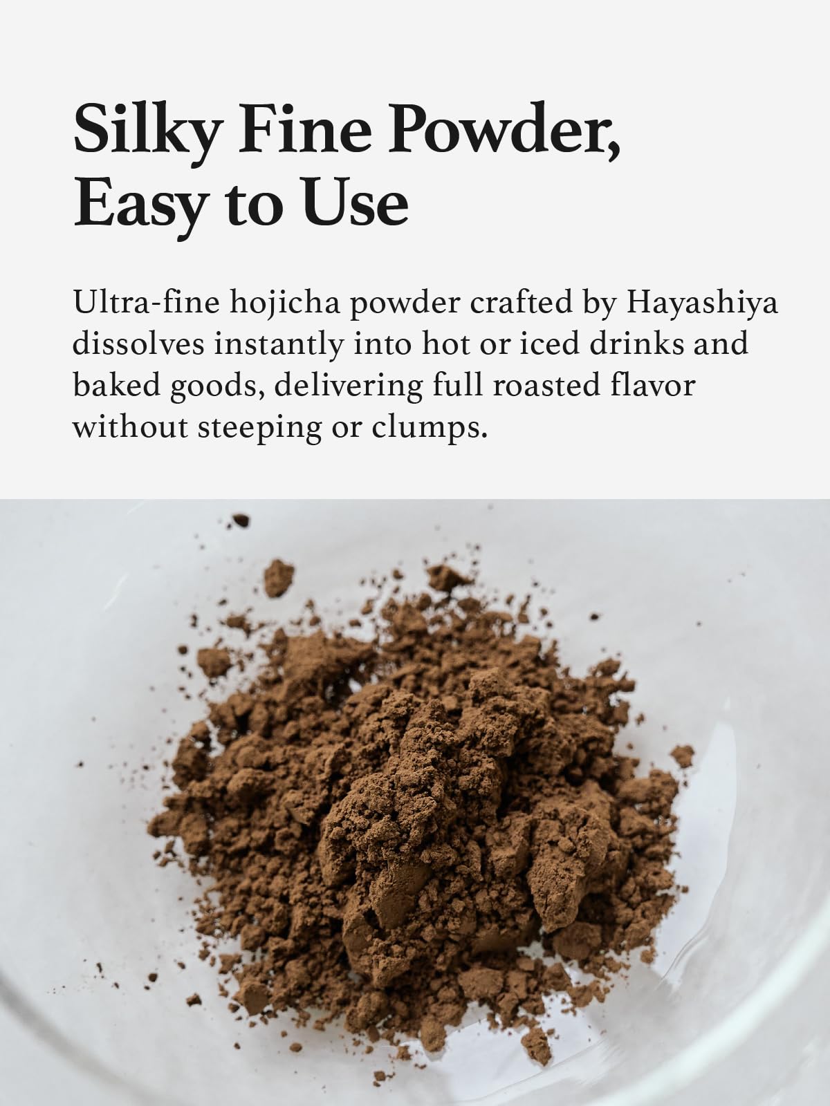 KYOHAYASHIYA Roasted Green Tea Powder in a cup
