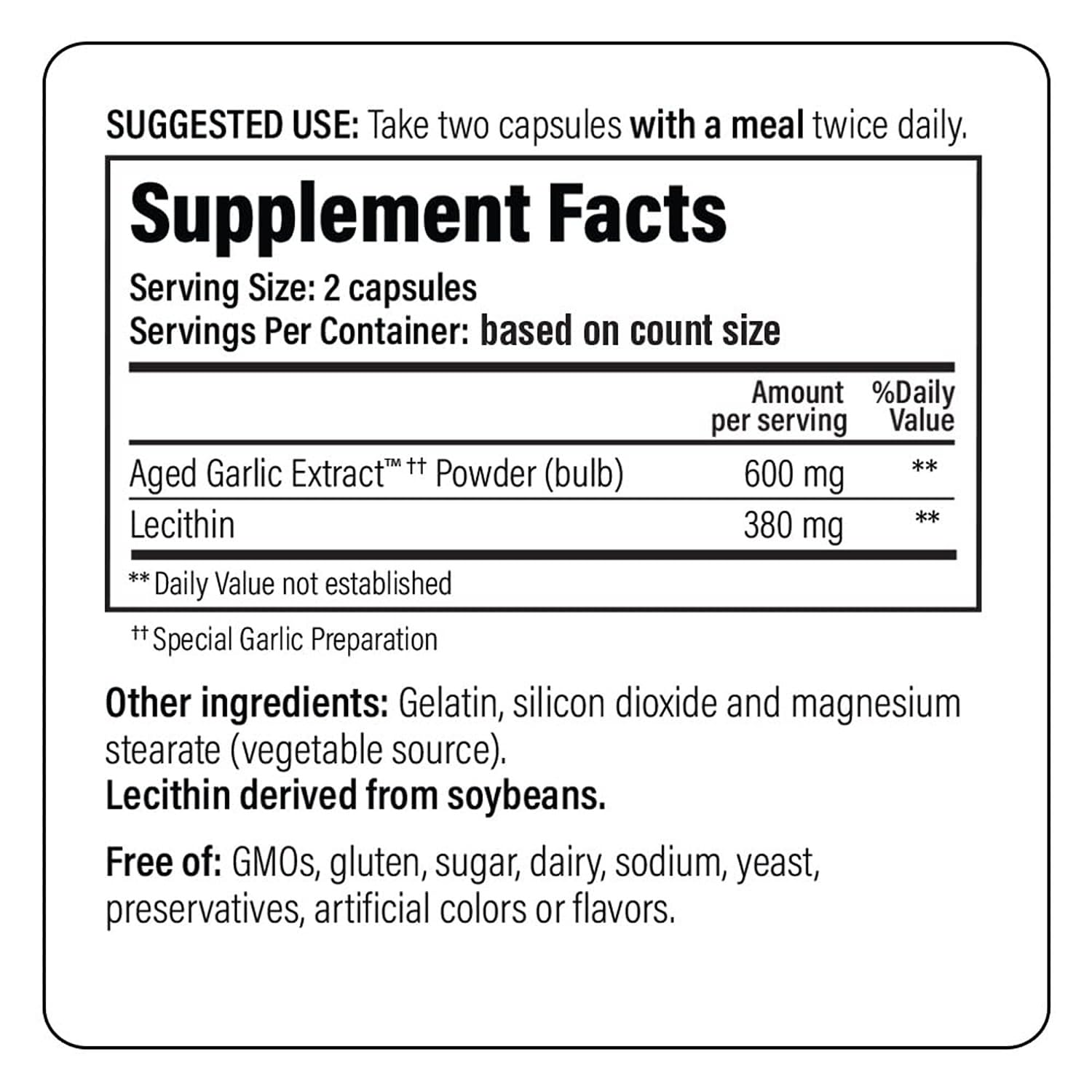 Kyolic Aged Garlic Extract 104 supplement capsules close-up