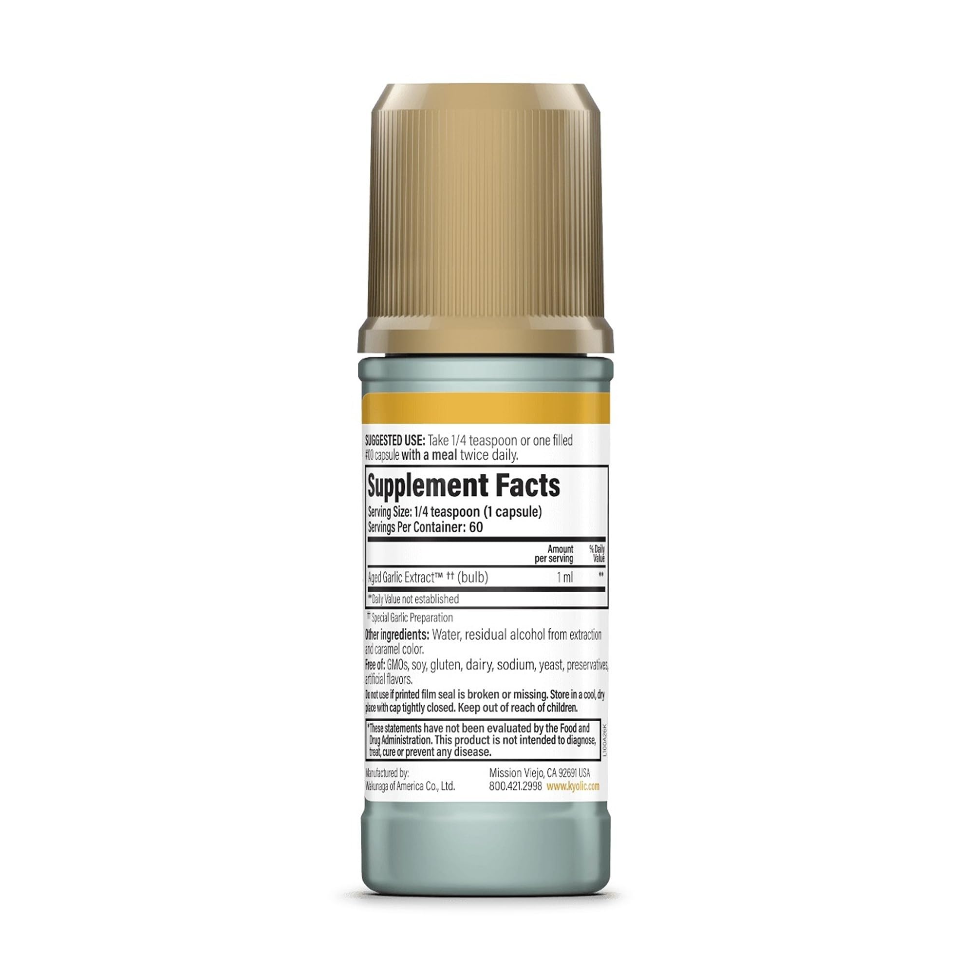 Kyolic Aged Garlic Extract 181g bottle side view