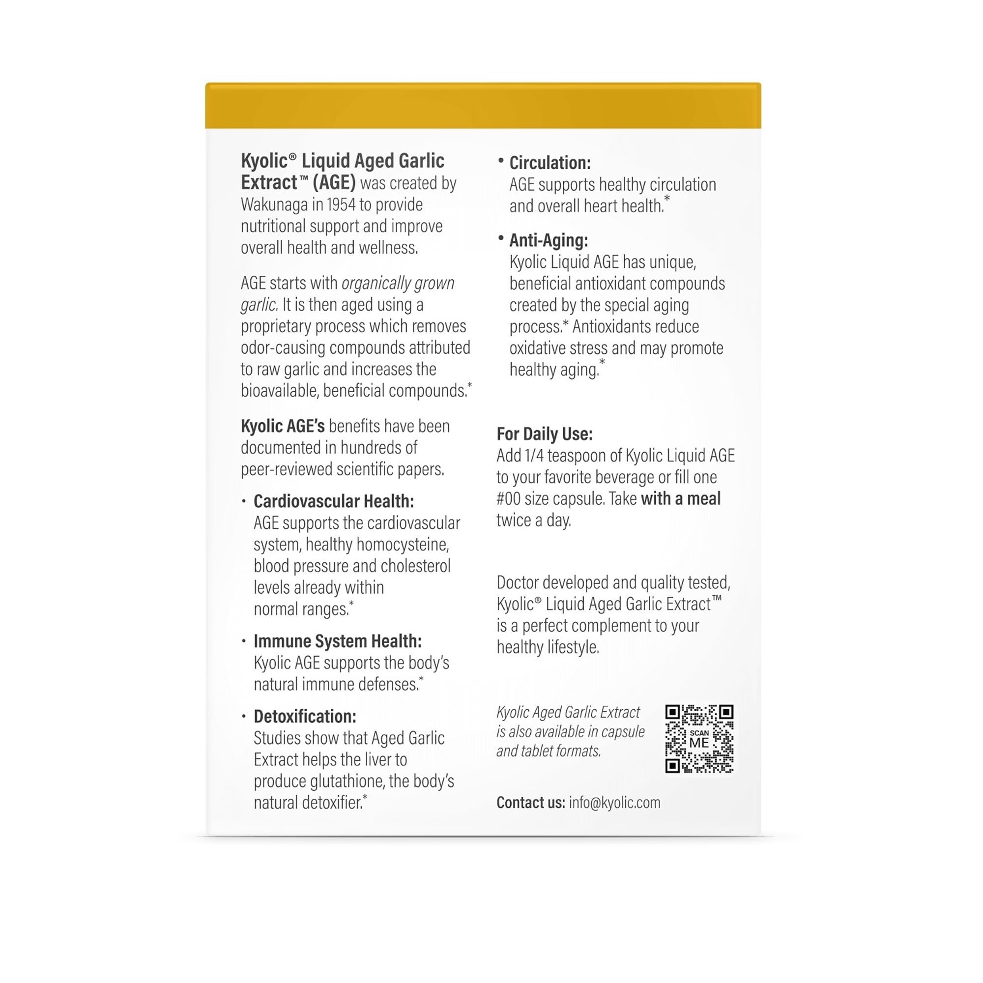 Kyolic Aged Garlic Extract 181g packaging details
