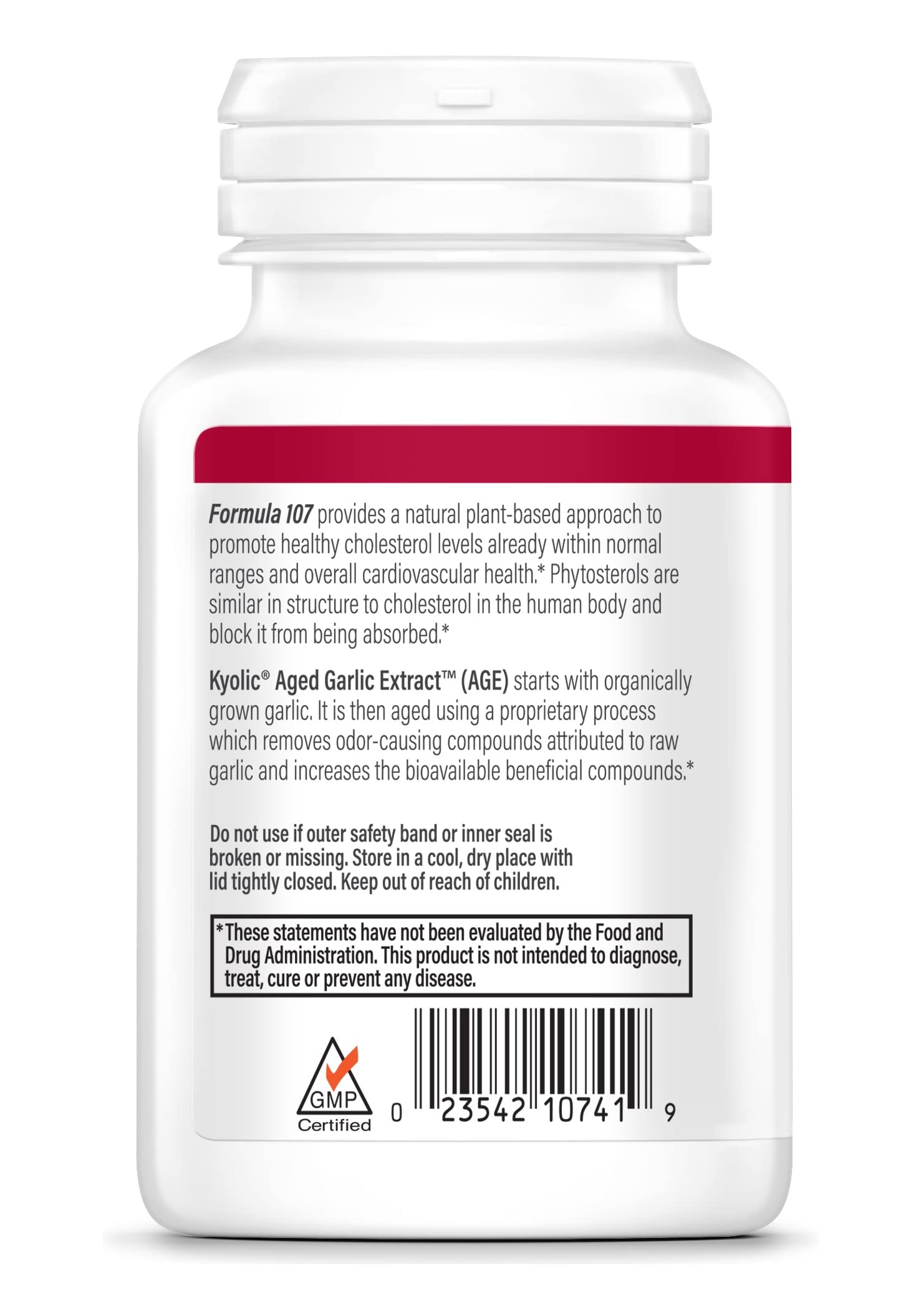 Kyolic Aged Garlic Extract Capsules side view showing capsule size