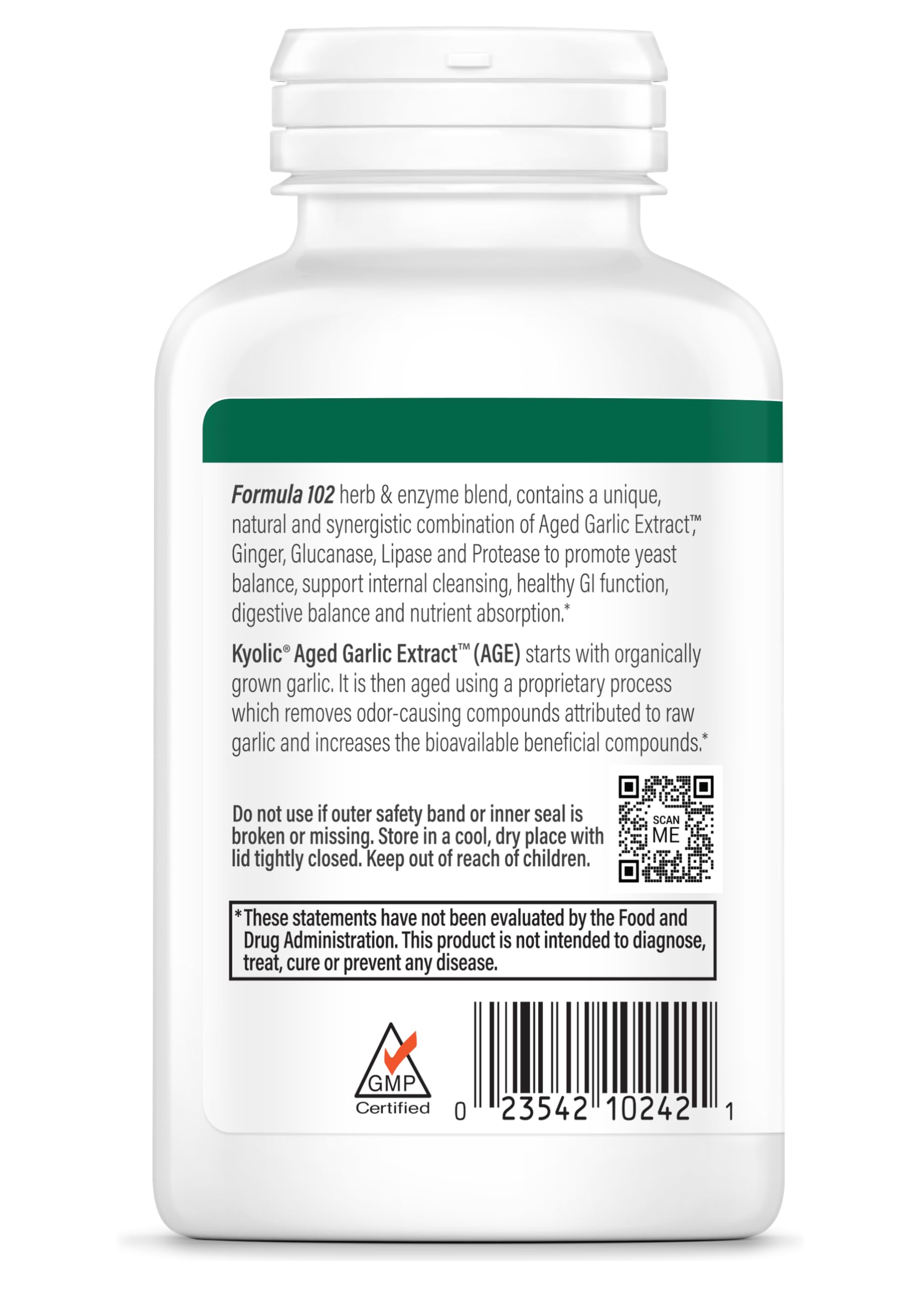 Kyolic Aged Garlic Extract Cleanse and daily 200 Capsules side view