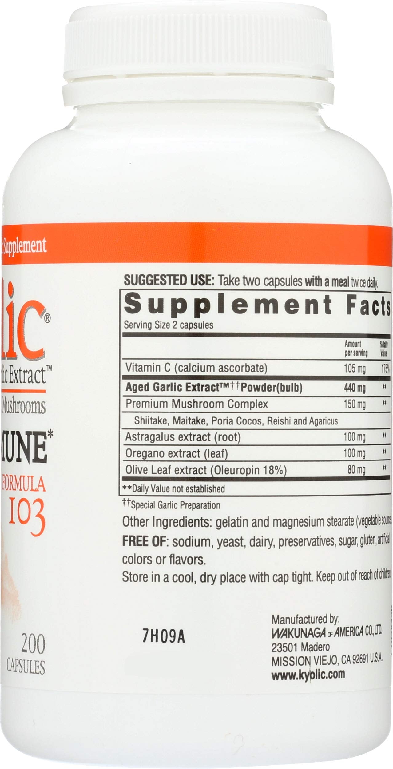 Kyolic Aged Garlic Extract daily wellness Formula 150g back view