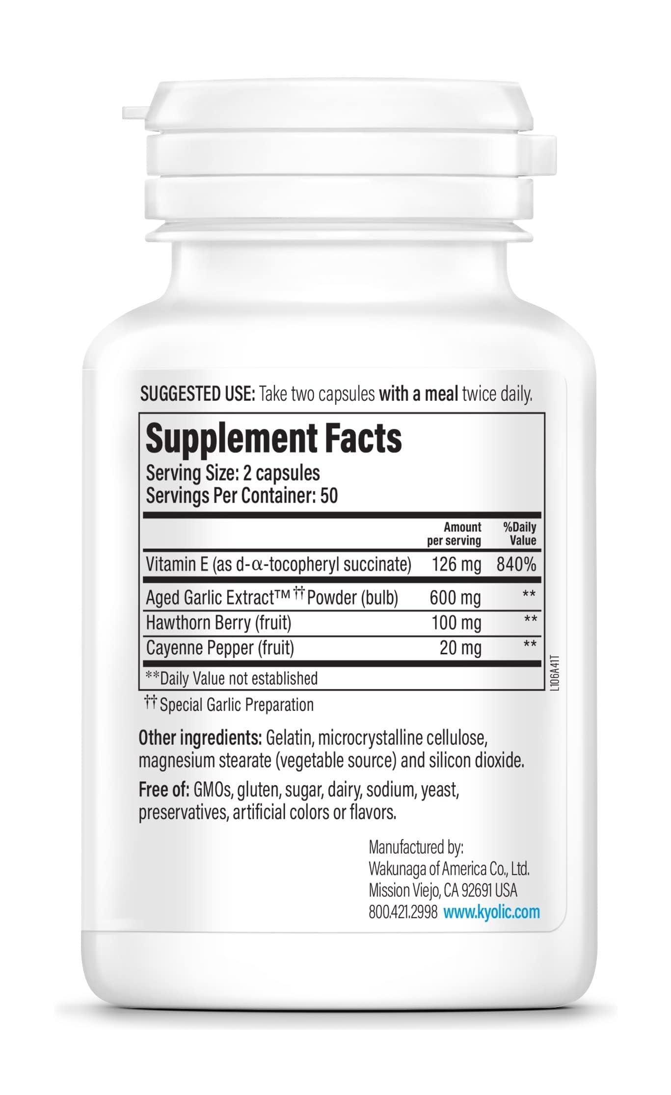 Kyolic Aged Garlic Extract Healthy Heart Formula 106 capsules in a hand