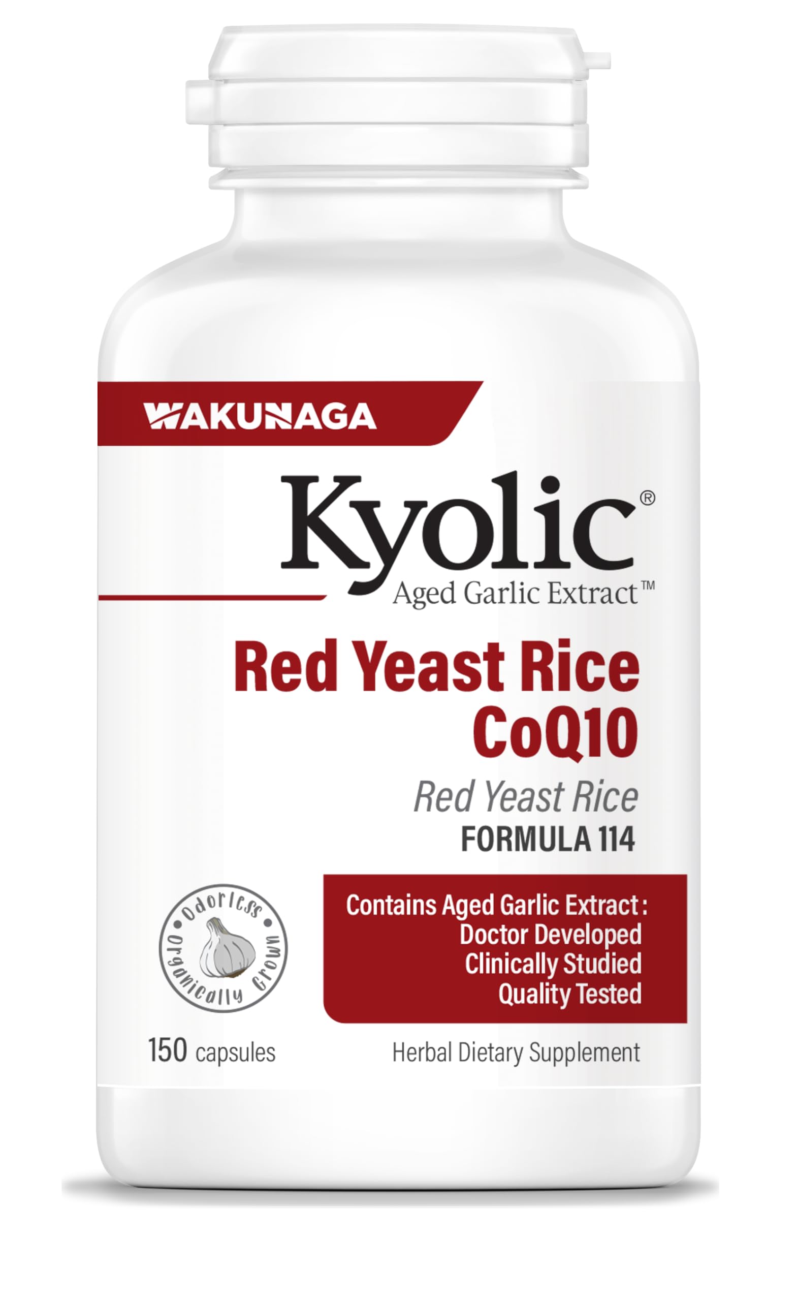 Kyolic Aged Garlic Extract Red Yeast Rice 300mg capsules front view