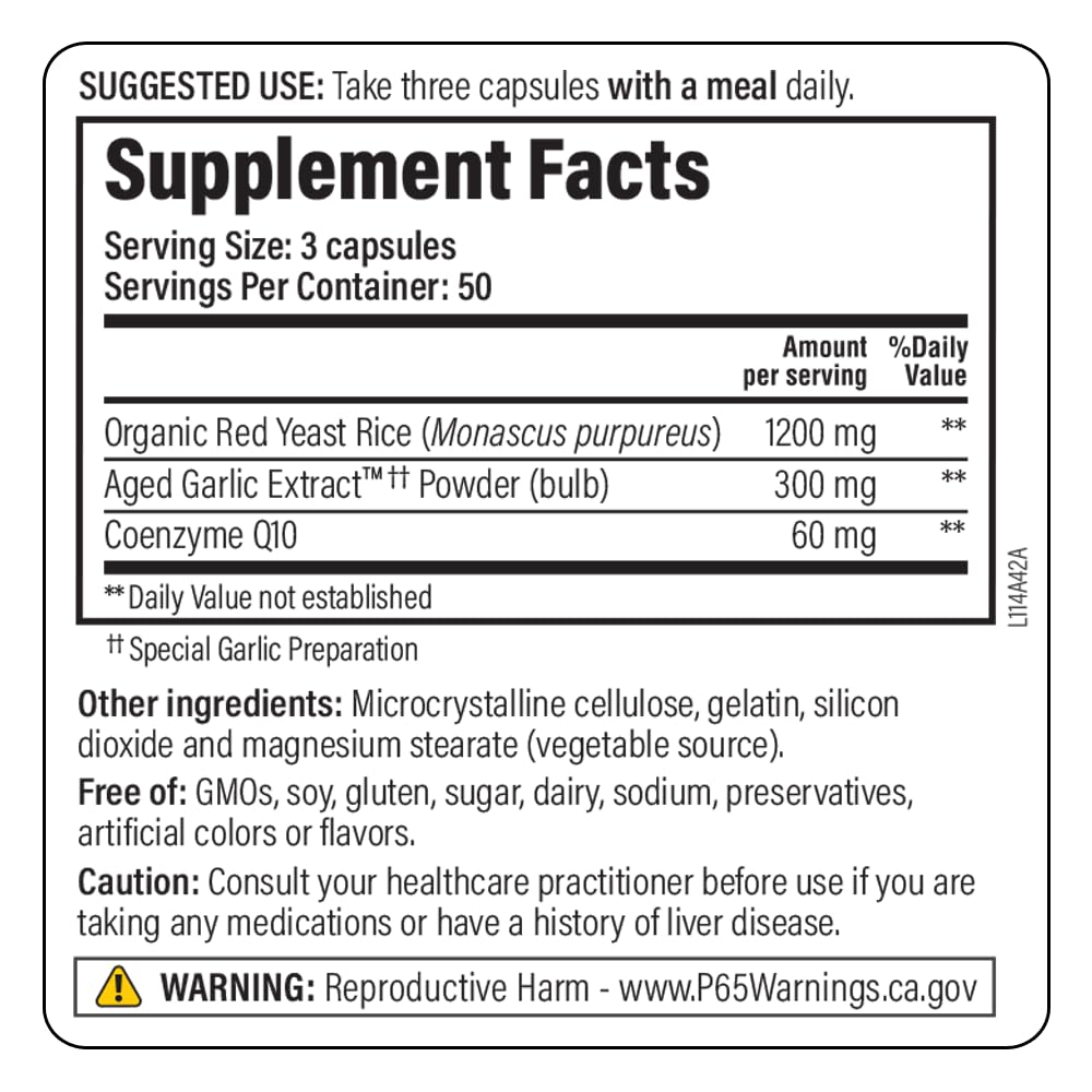 Kyolic Aged Garlic Extract Red Yeast Rice 300mg packaging side view