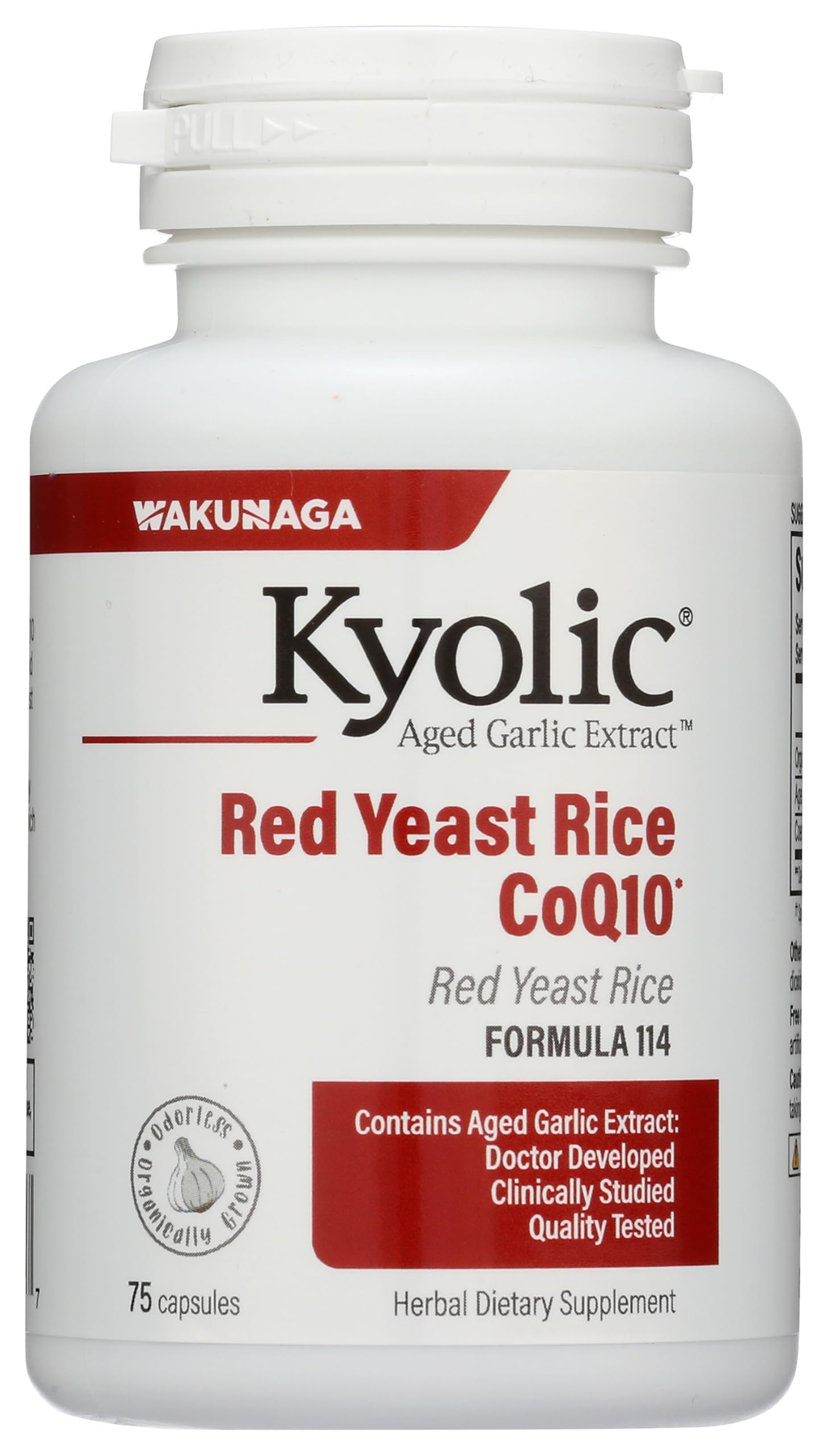 Kyolic Aged Garlic Extract Red Yeast Rice Plus CoQ10 75 Capsules front view