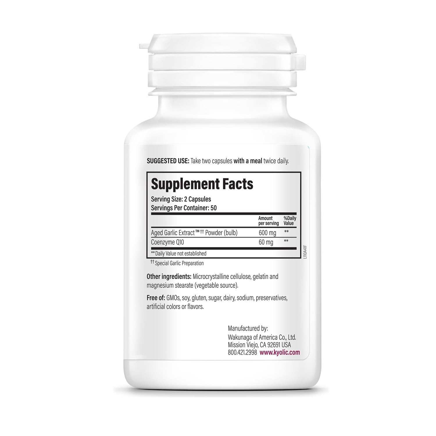 Kyolic CoQ10 Aged Garlic Extract 45g side view