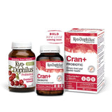 Kyolic Cran Logic Cran-Max Cranberry Extract with Probiotics on a wooden table