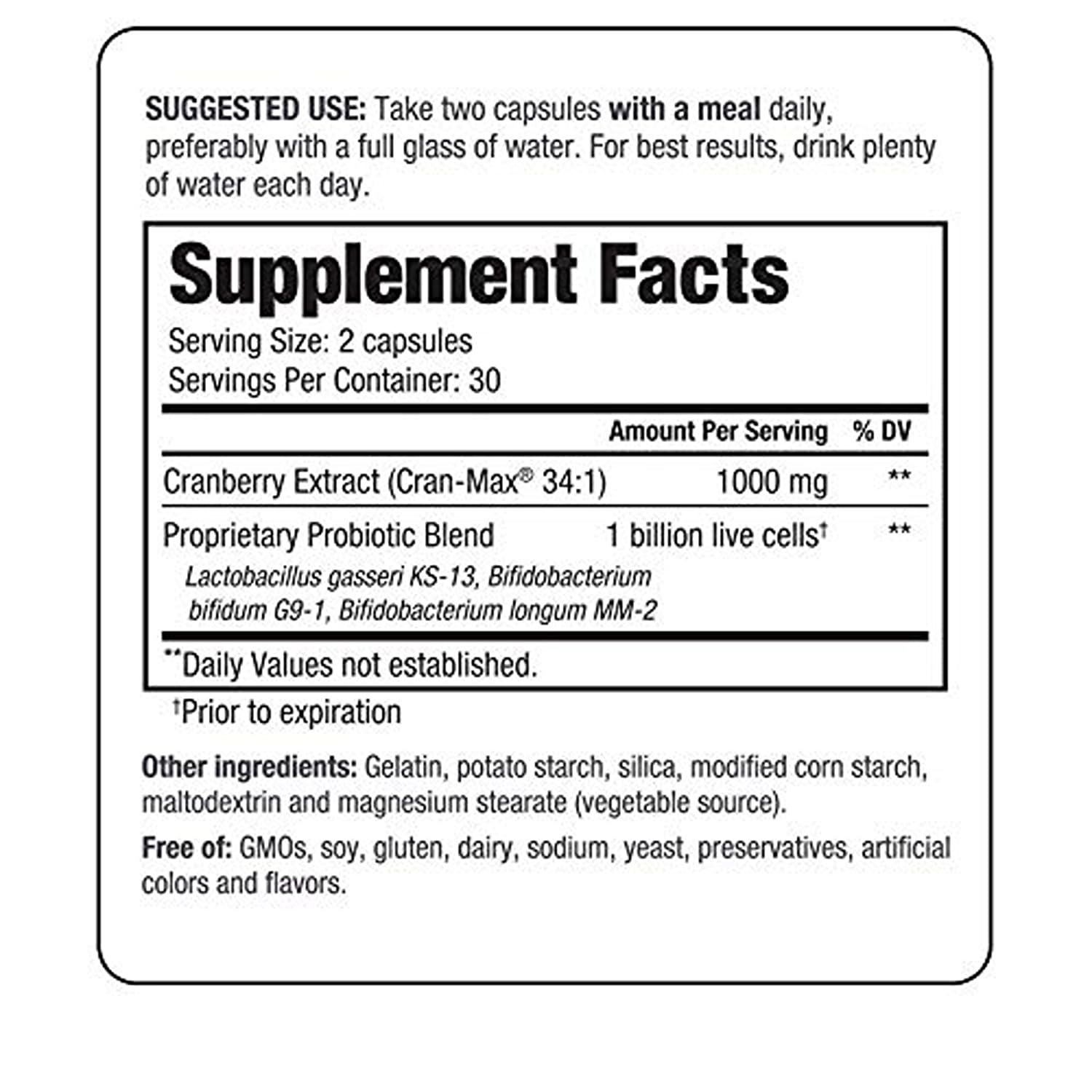 Kyolic Cran Logic Cran-Max Cranberry Extract with Probiotics side view