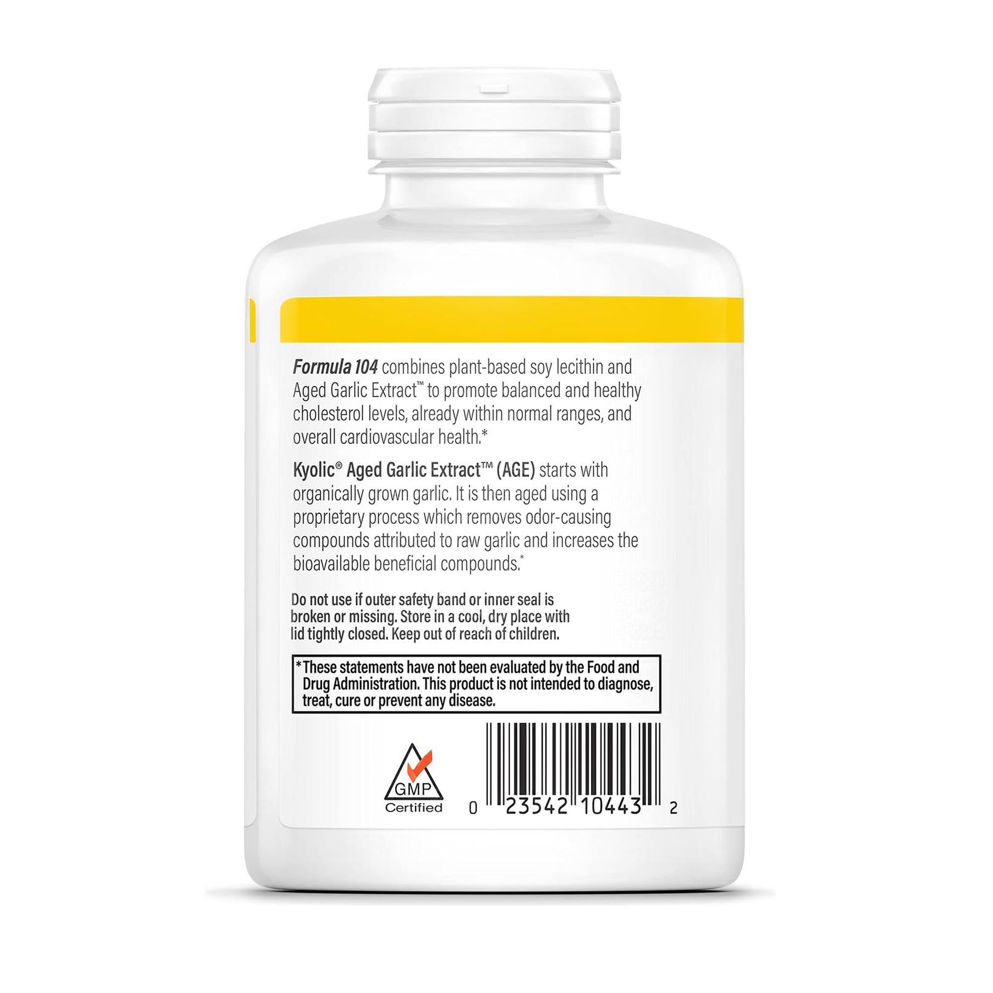Kyolic Garlic Formula 104 300 Capsules side view