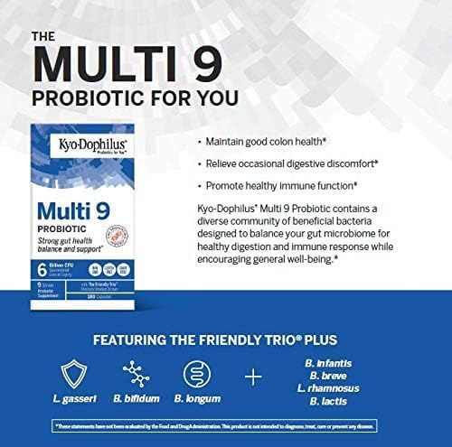 Kyolic Kyo-Dophilus 9 Probiotic Capsules with ingredients list