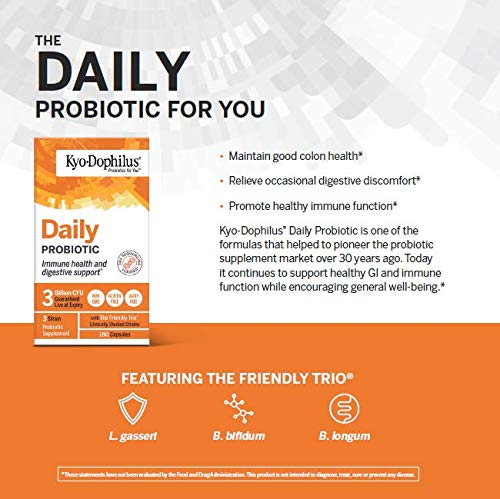 Kyolic Kyo-Dophilus Daily Probiotic bottle with capsules spilled out