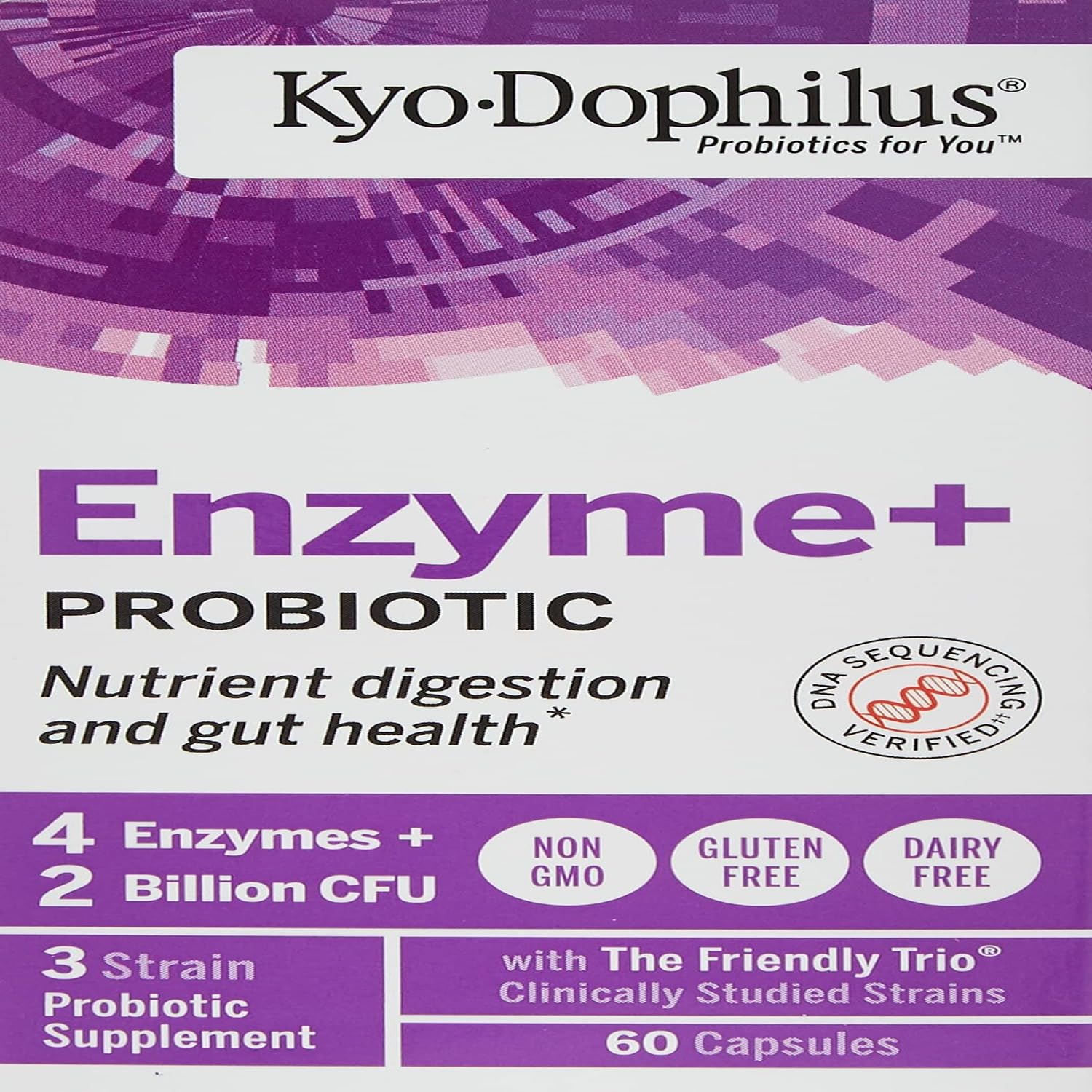 Kyolic Kyo-Dophilus Probiotic Plus Enzymes 60 Capsules front view