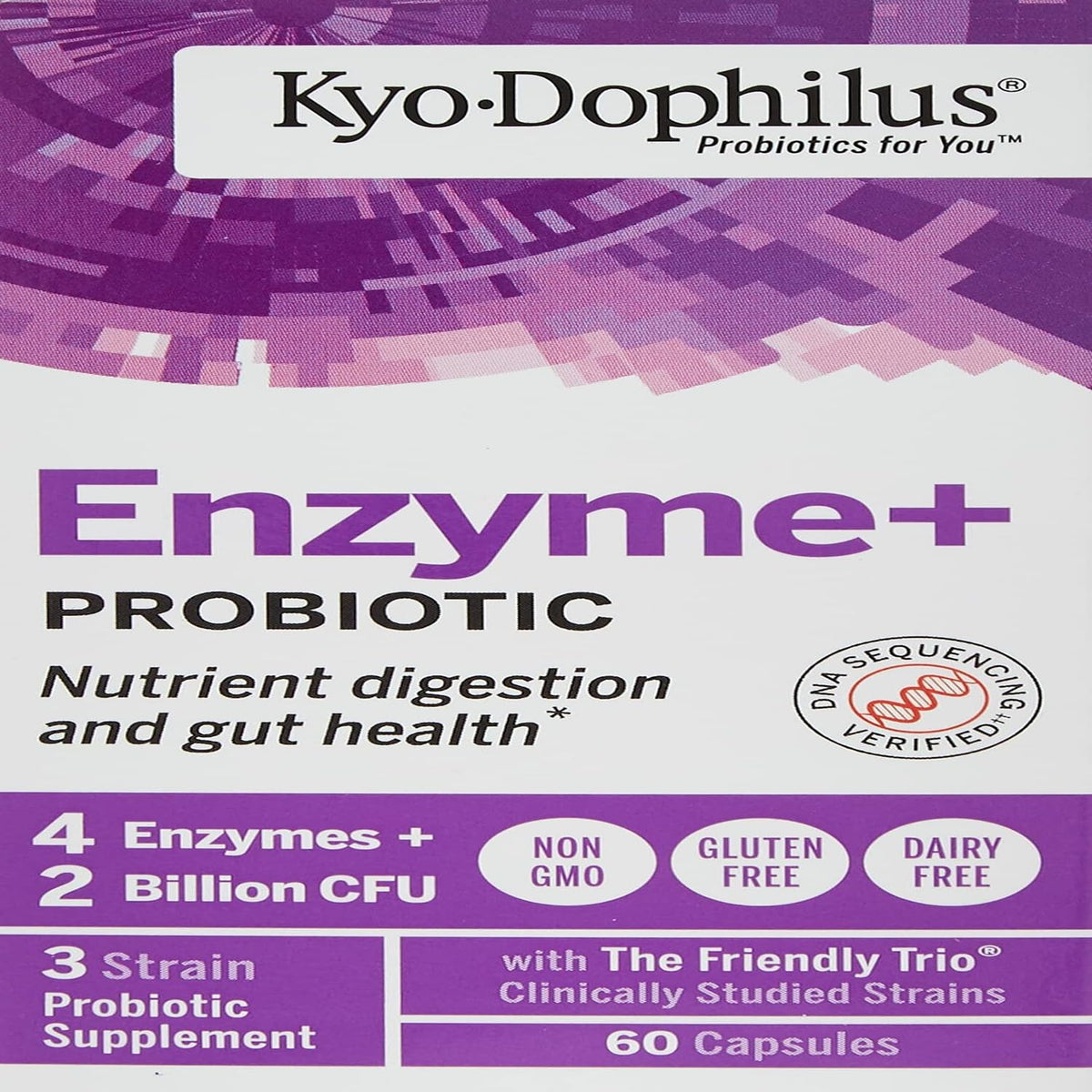 Kyolic Kyo-Dophilus Probiotic Plus Enzymes 60 Capsules front view