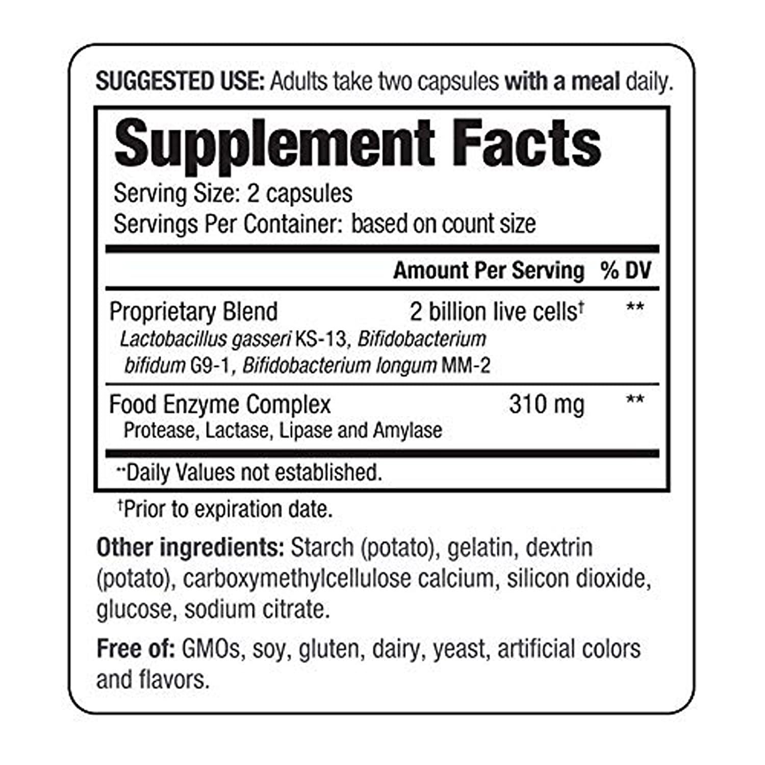 Kyolic Kyo-Dophilus Probiotic Plus Enzymes 60 Capsules side view