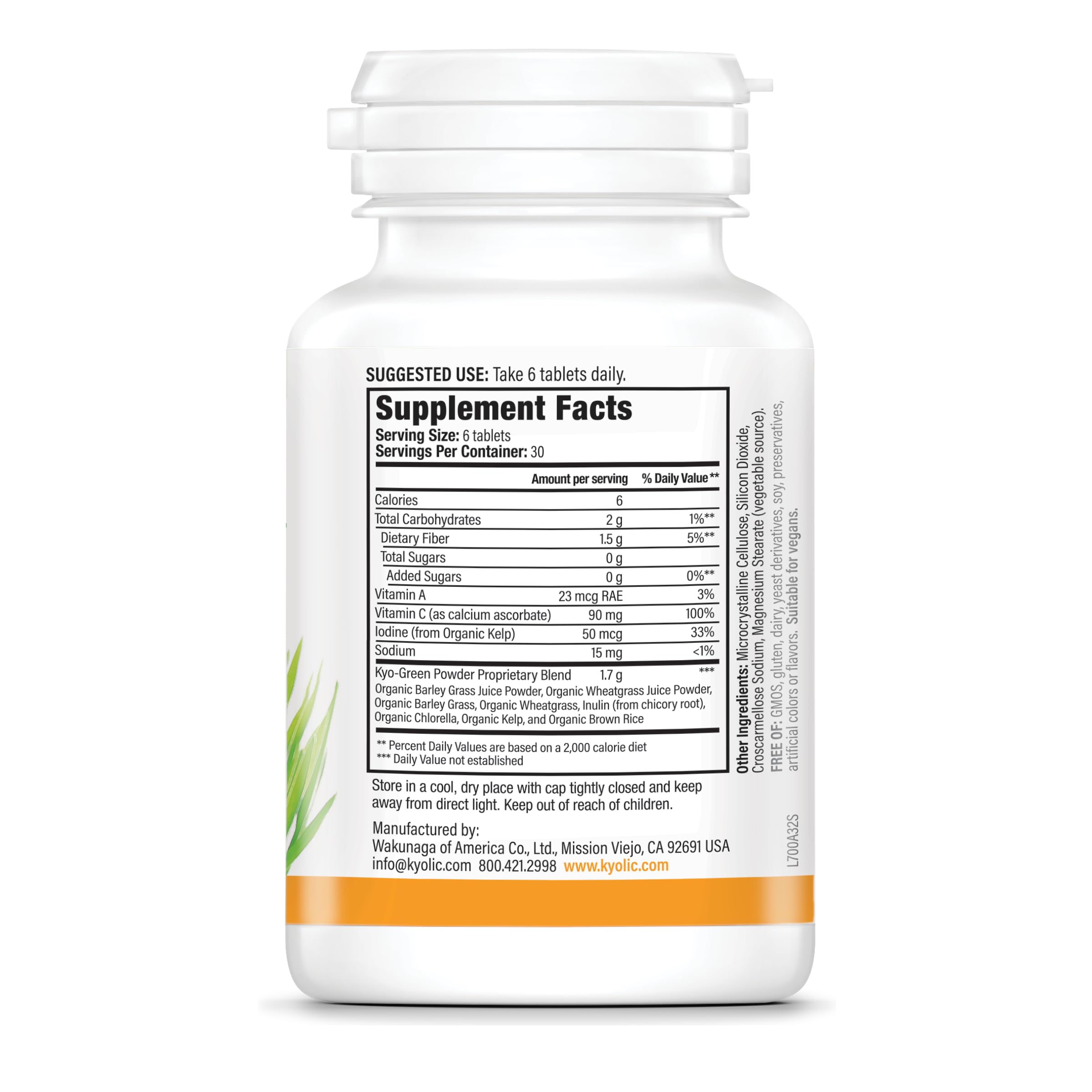 Kyolic Kyo-Green Greens Blend Tablets side view showing tablet size