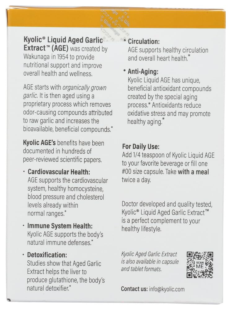 Kyolic Liquid Garlic Supplement packaging