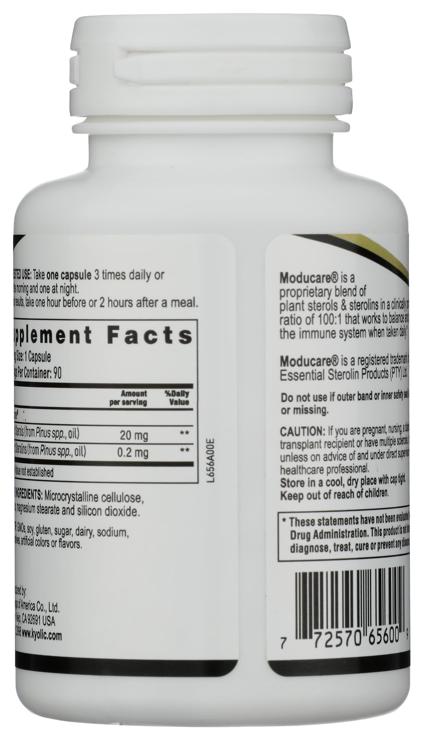 Kyolic Moducare bottle side view