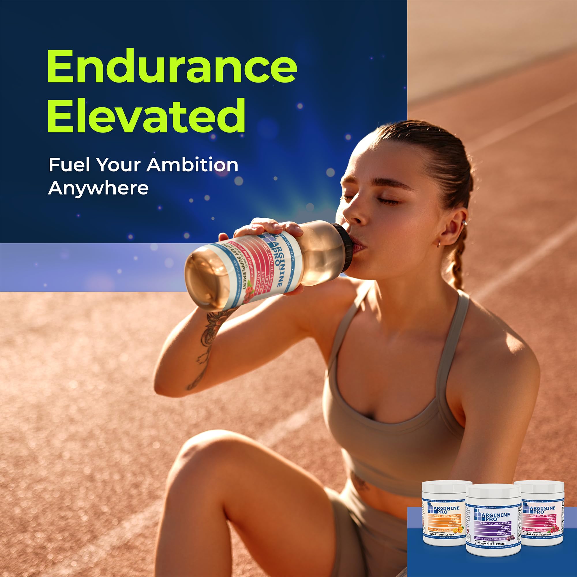 L-ARGININE PRO L-Arginine Supplement with ingredients layout
