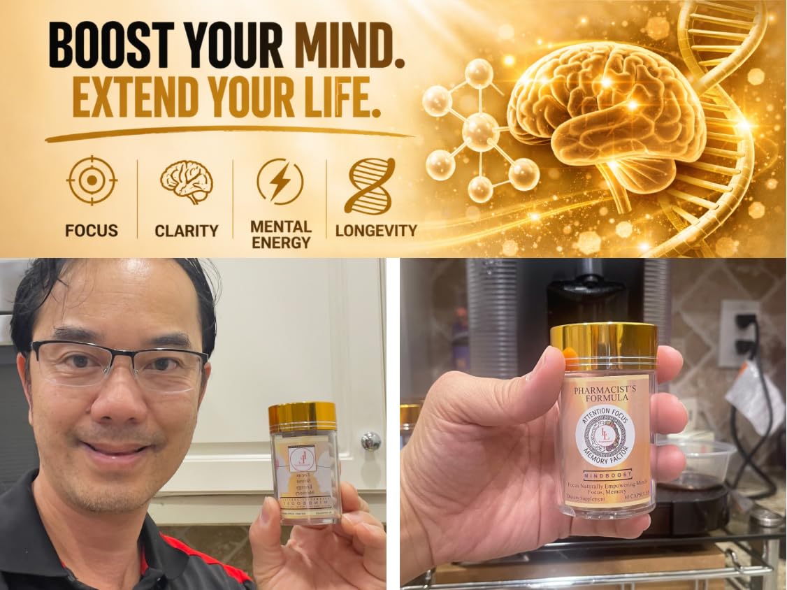 L & L Supplement MindBoost Lion’s Mane and Cistanche Capsules back view