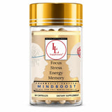L & L Supplement MindBoost Lion’s Mane and Cistanche Capsules front view