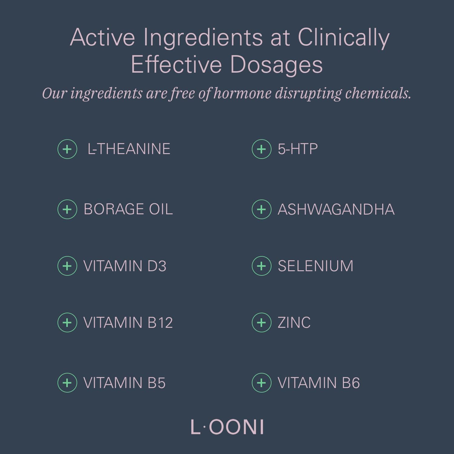 L·OONI Balance Beam Ashwagandha Supplement capsules on a wooden table