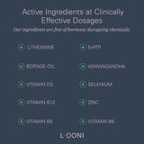 L·OONI Balance Beam Ashwagandha Supplement capsules on a wooden table