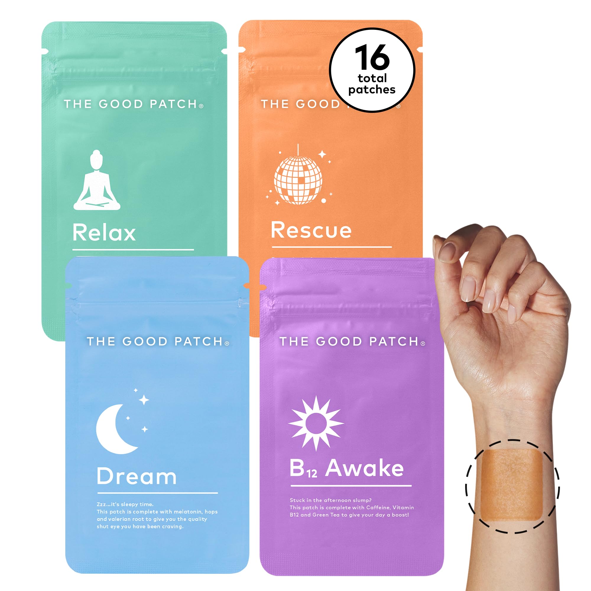 LA MEND Sleep Patches Bundle front view with all four types