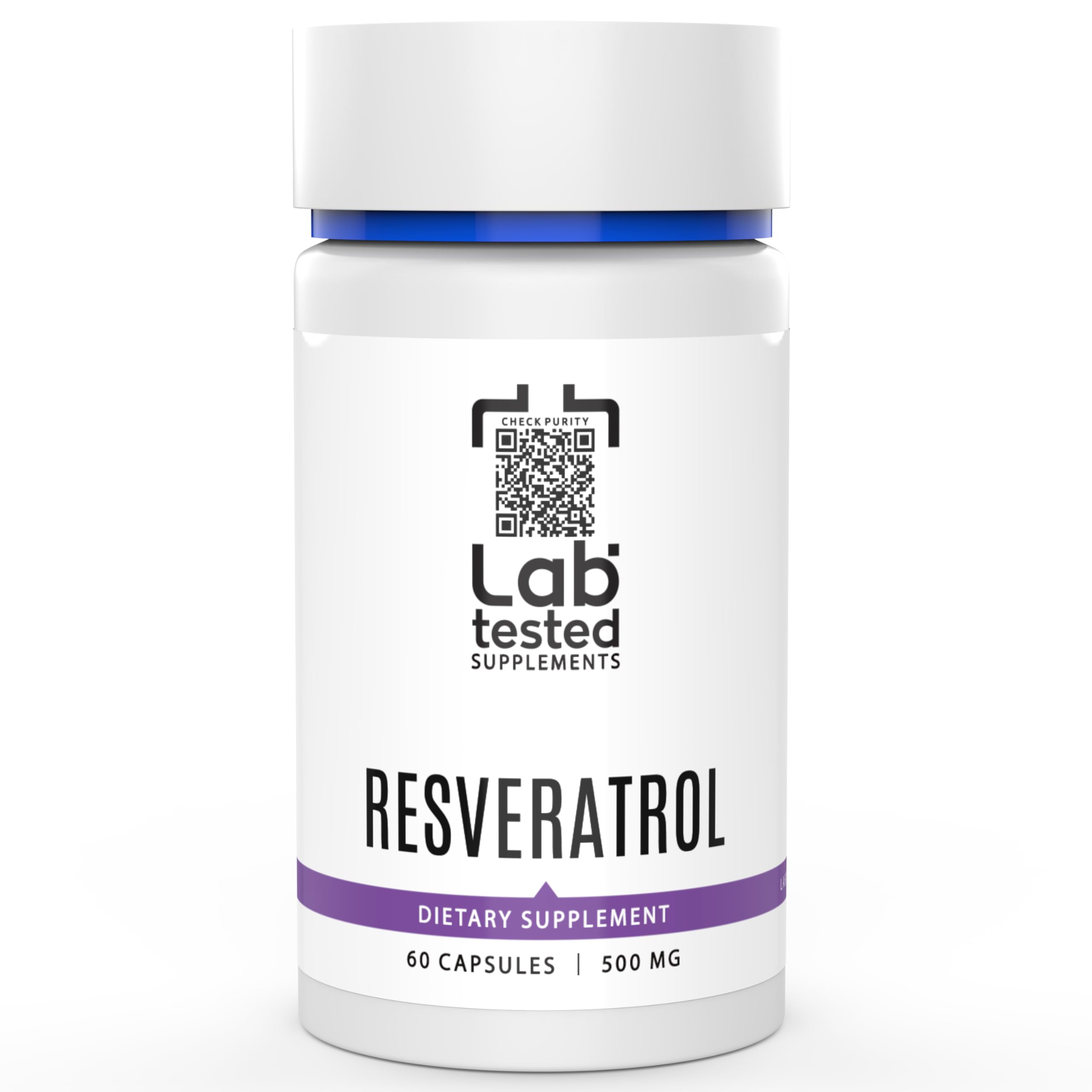 Lab Tested Supplements Resveratrol 68g off white capsules front view