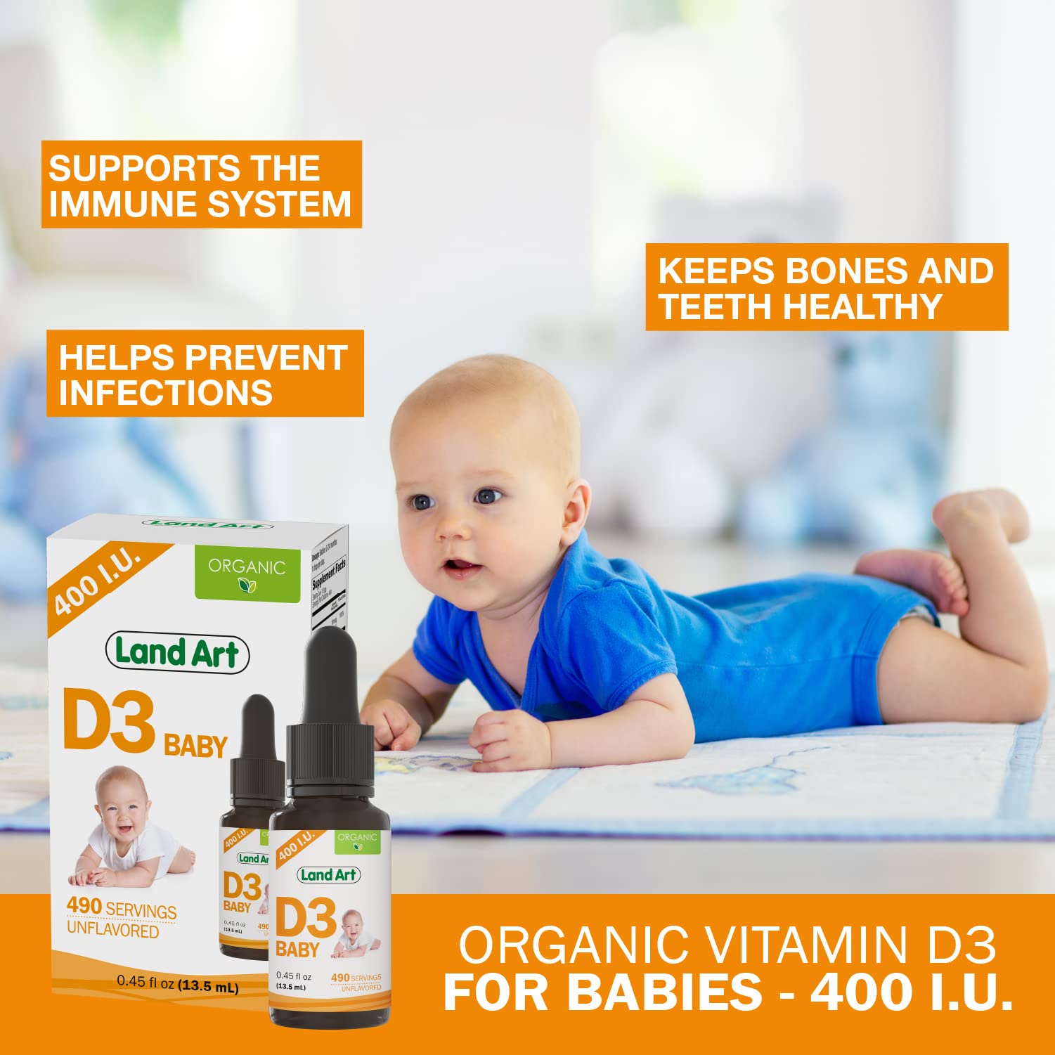 Label detail of Land Art Vitamin D3 Drops