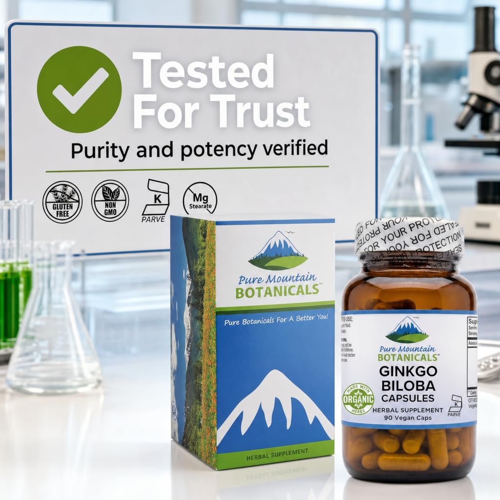 Label of Pure Mountain Botanicals Ginkgo Biloba capsules
