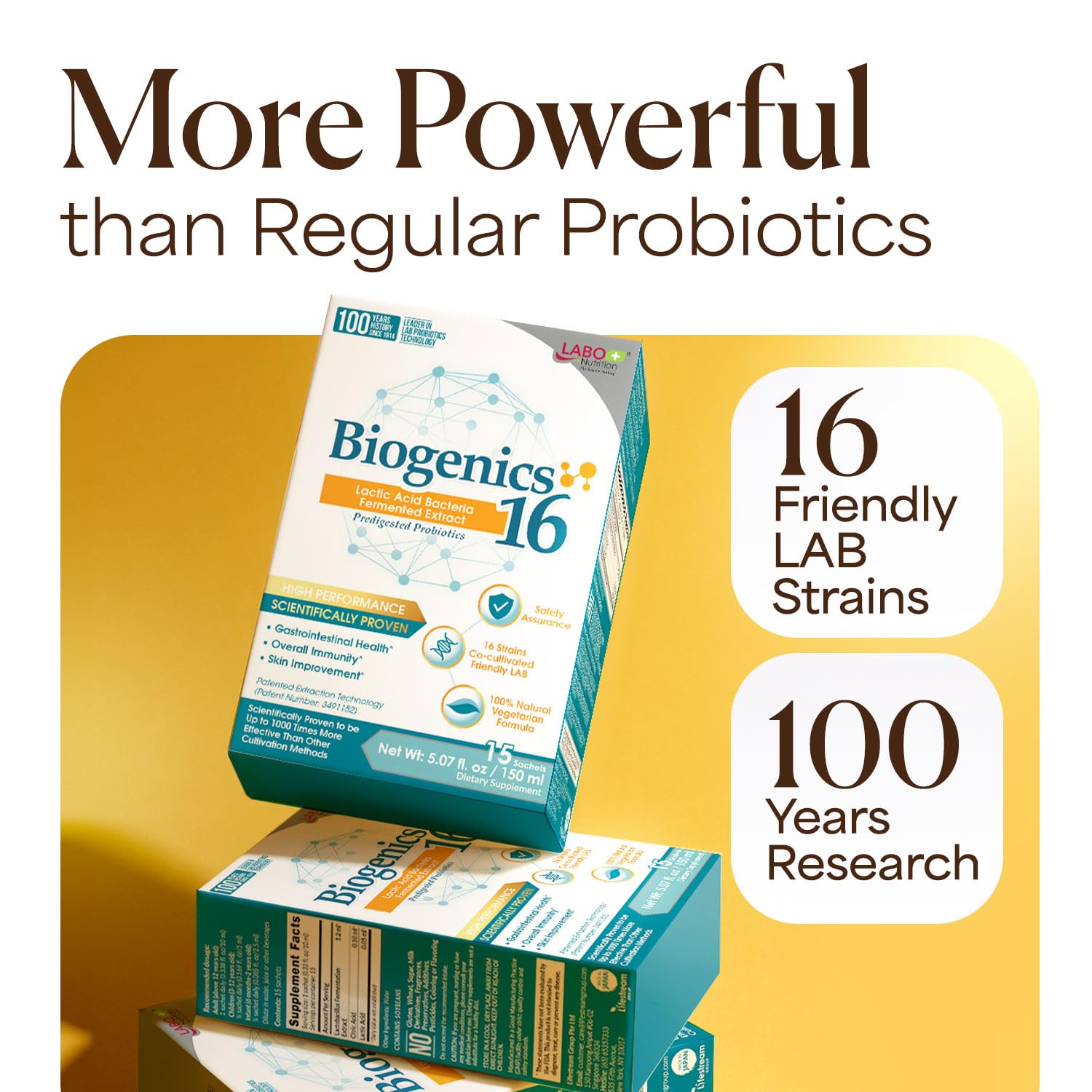 LABO Nutrition Biogenics 16 Probiotic Supplement 10g powder close-up