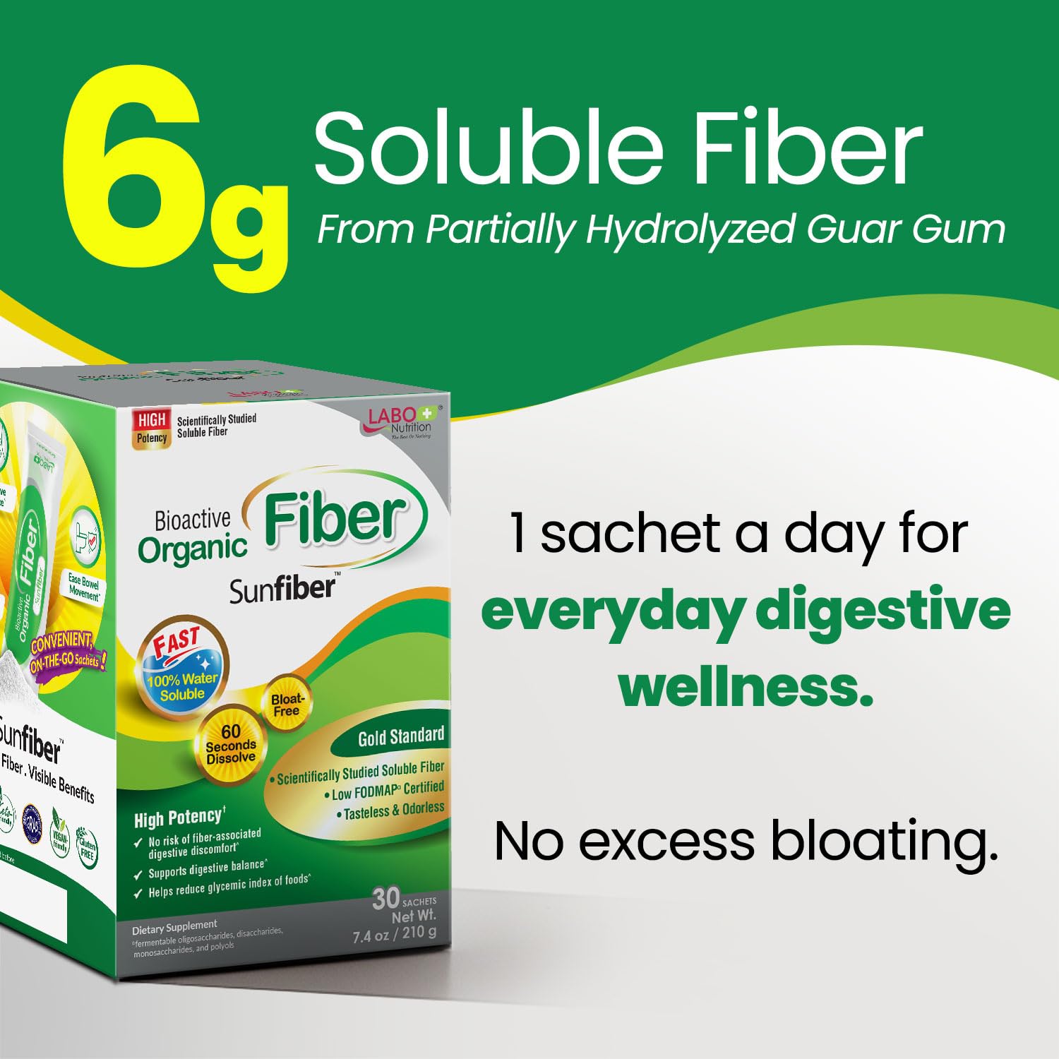 LABO Nutrition Prebiotic Fiber Powder mixed in a glass of water