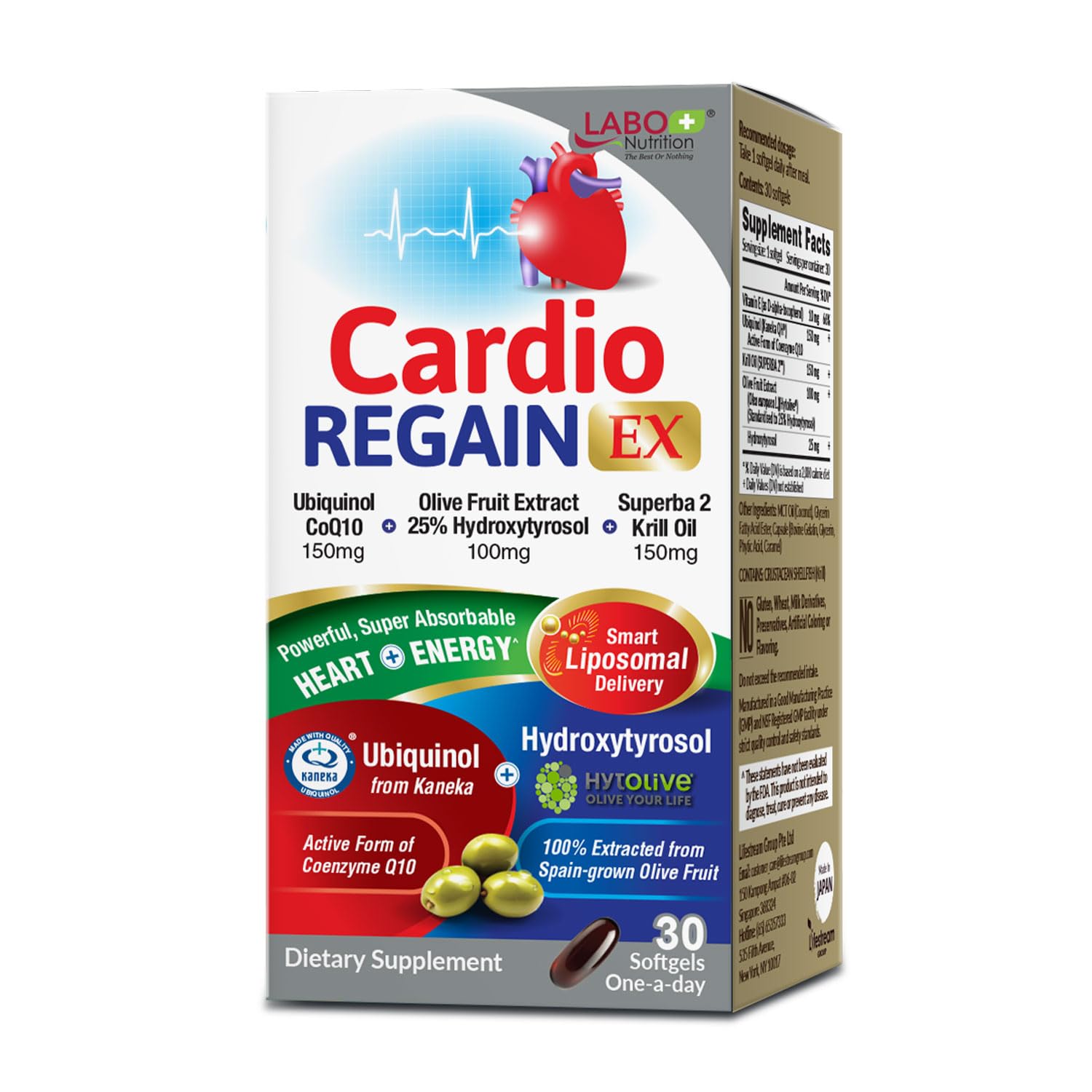 LABO Nutrition Ubiquinol CoQ10 150mg supplement front view