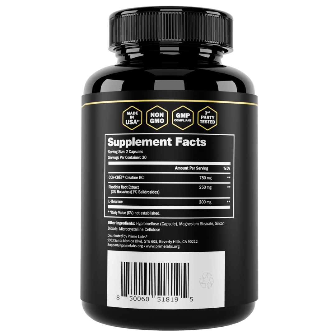 Labs Creatine HCl Capsules packaging with nutrition facts