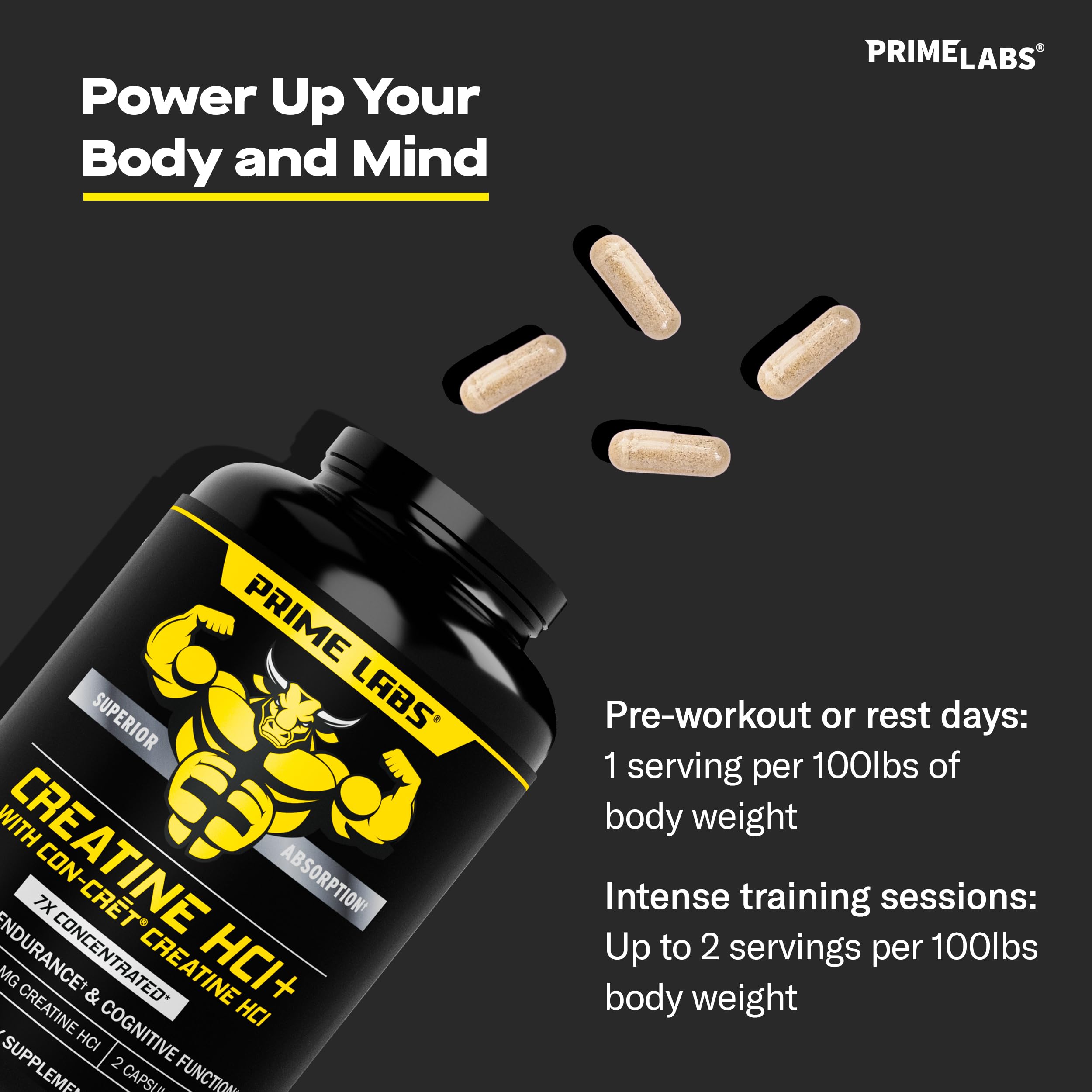 Labs Creatine HCl Capsules with measuring spoon for dosage
