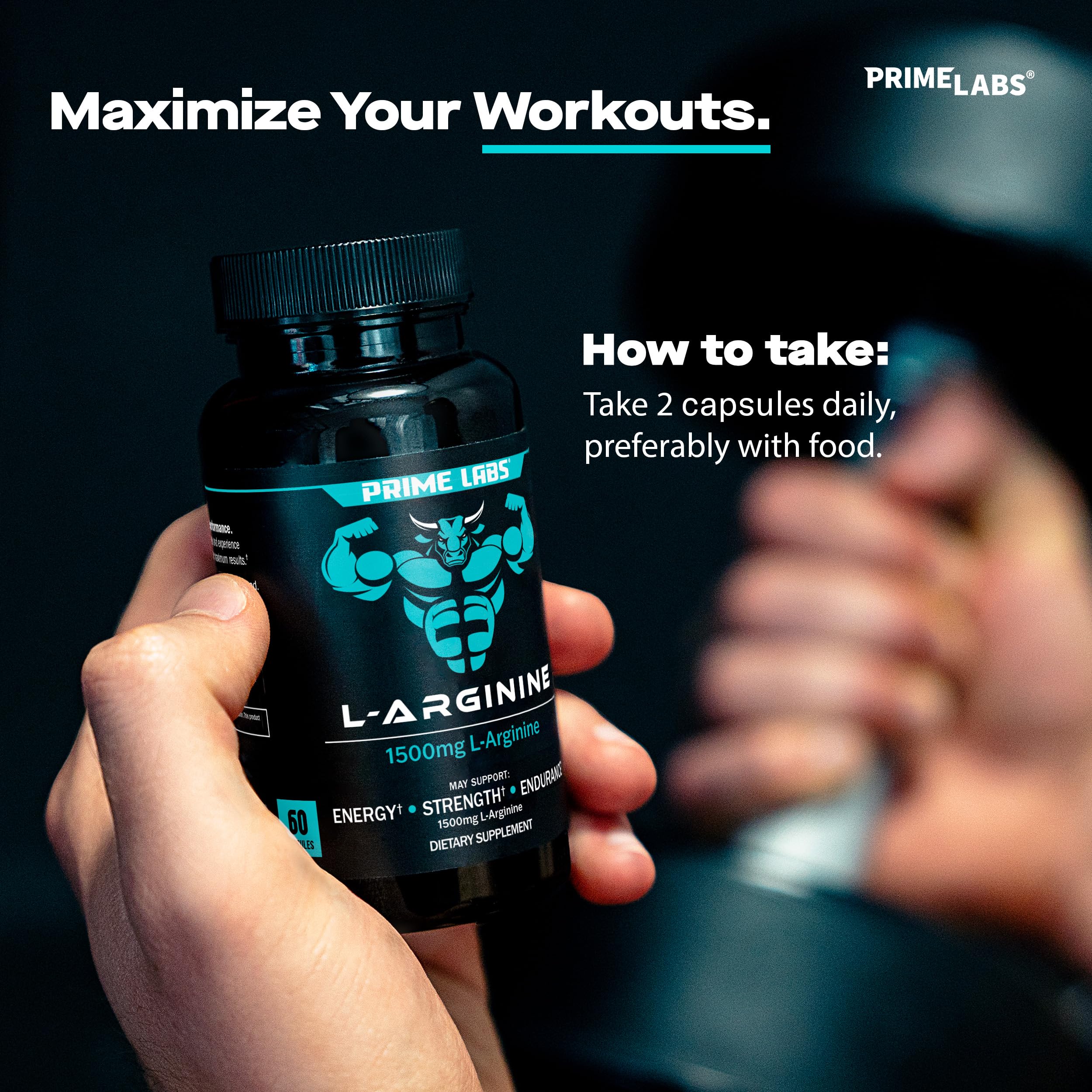 Labs L-Arginine 1500mg capsules with a measuring spoon