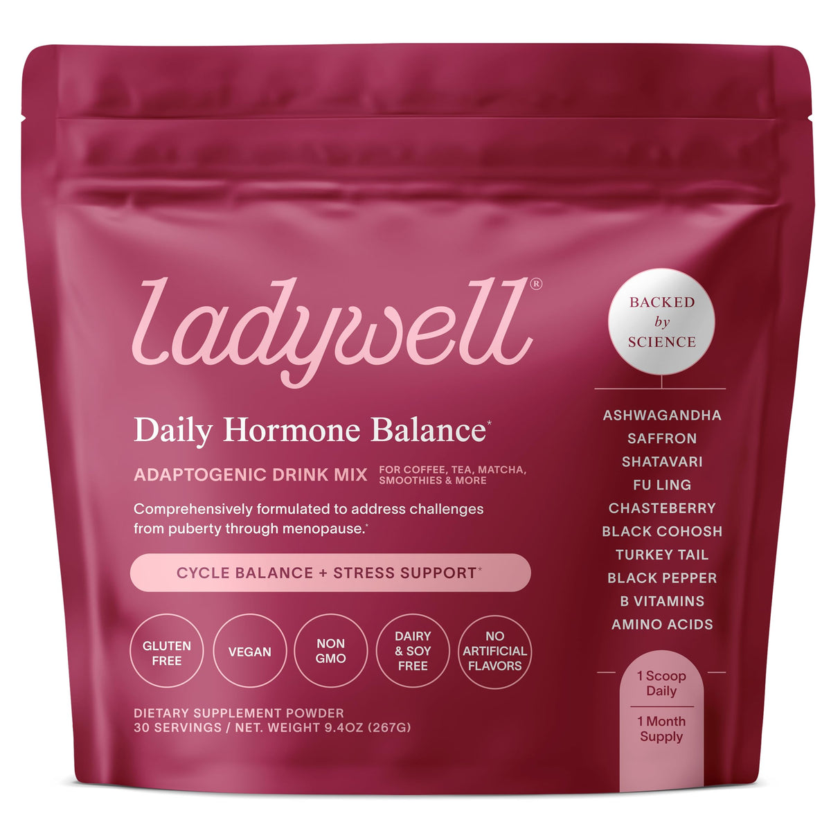 Ladywell Daily Women’s Wellness Support Supplement front view