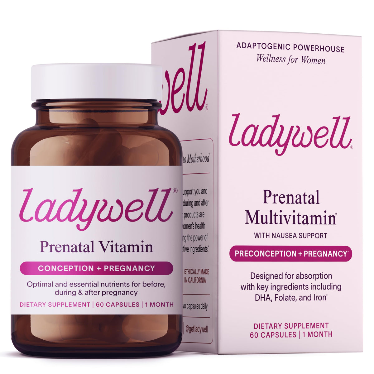 Ladywell Prenatal Multivitamin 60 capsules front view