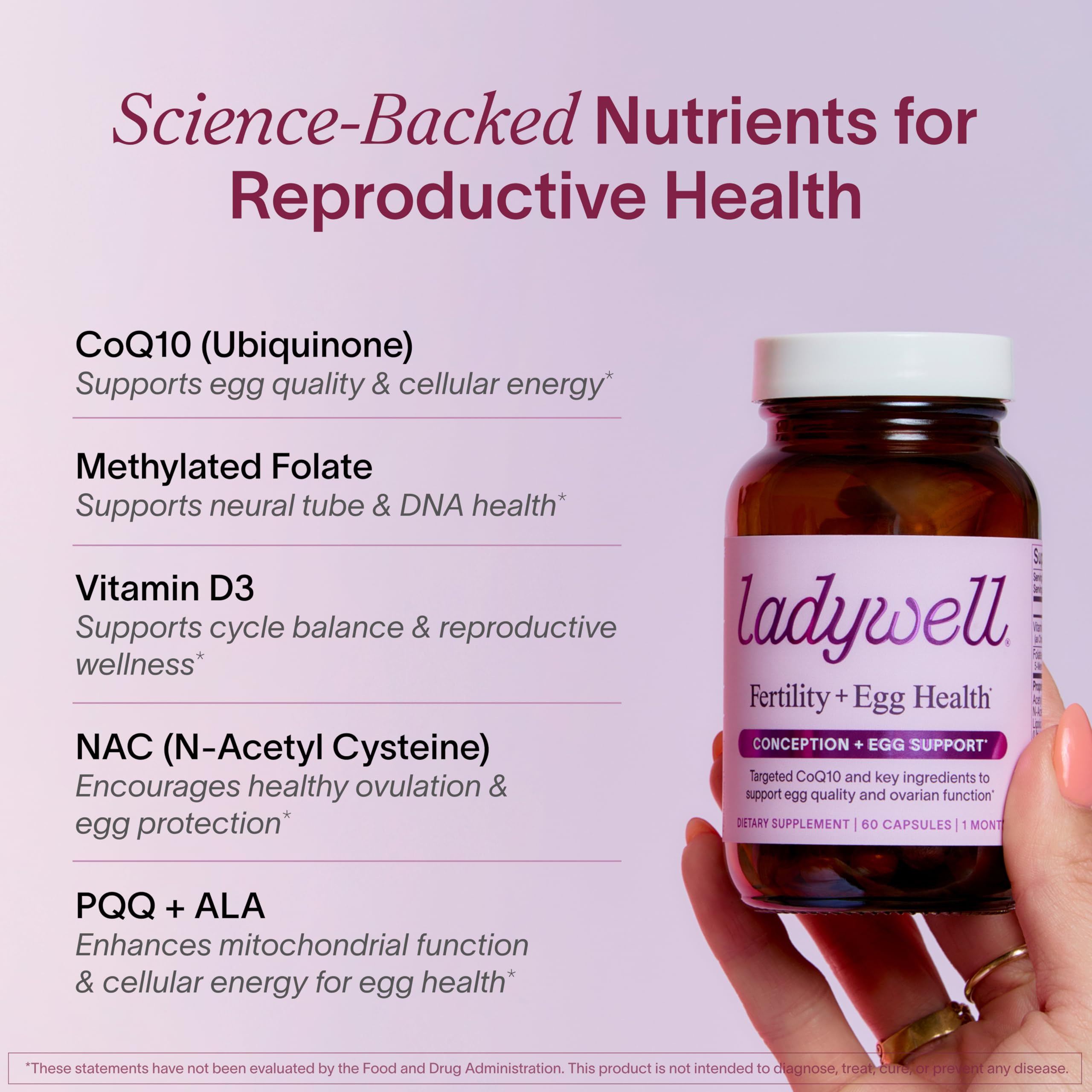 Ladywell Prenatal Vitamins ingredients list on packaging