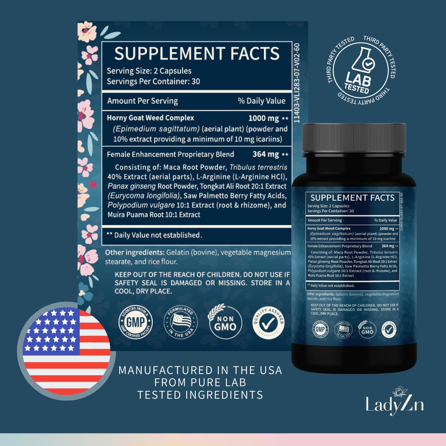 LadyZn Female Libido support bottle with cap