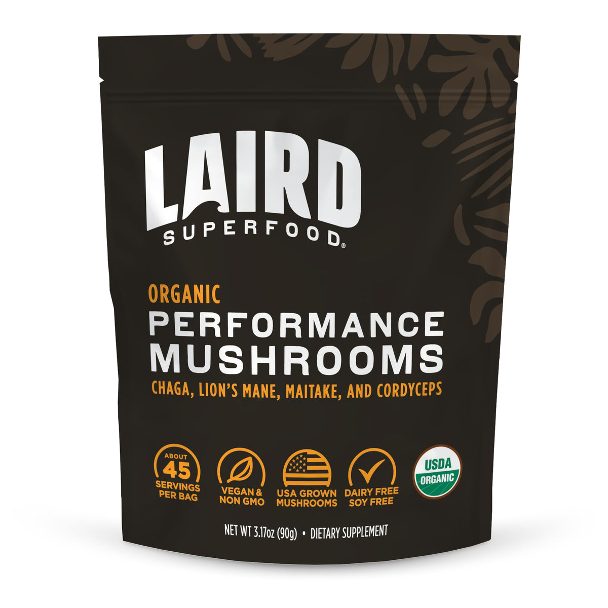 Laird Superfood Organic Mushroom Powder Blend 3.17oz front view