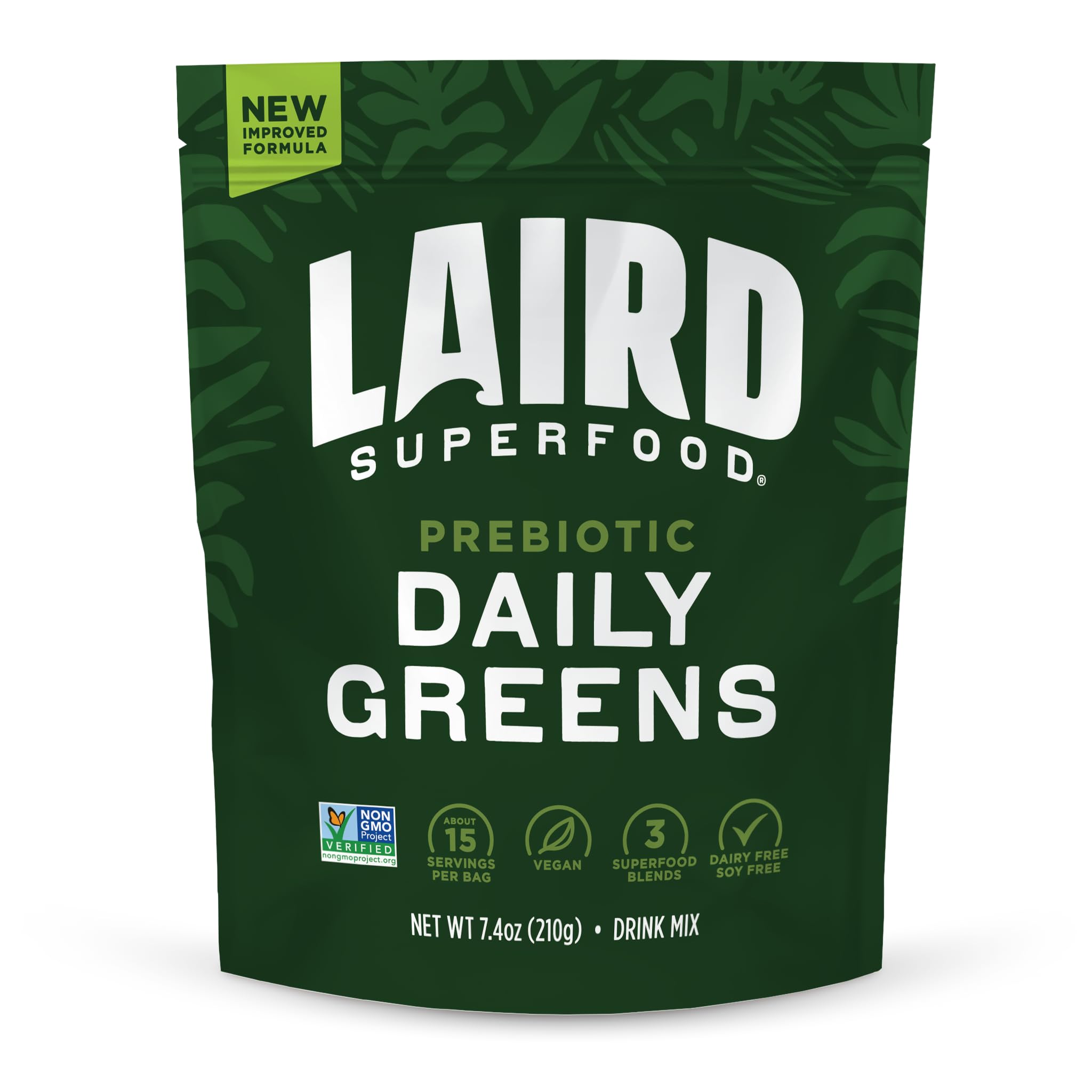 Laird Superfood Prebiotic Daily Greens Powder 227g front view