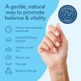 Laki Naturals daily wellness Bloom Patch applied on wrist