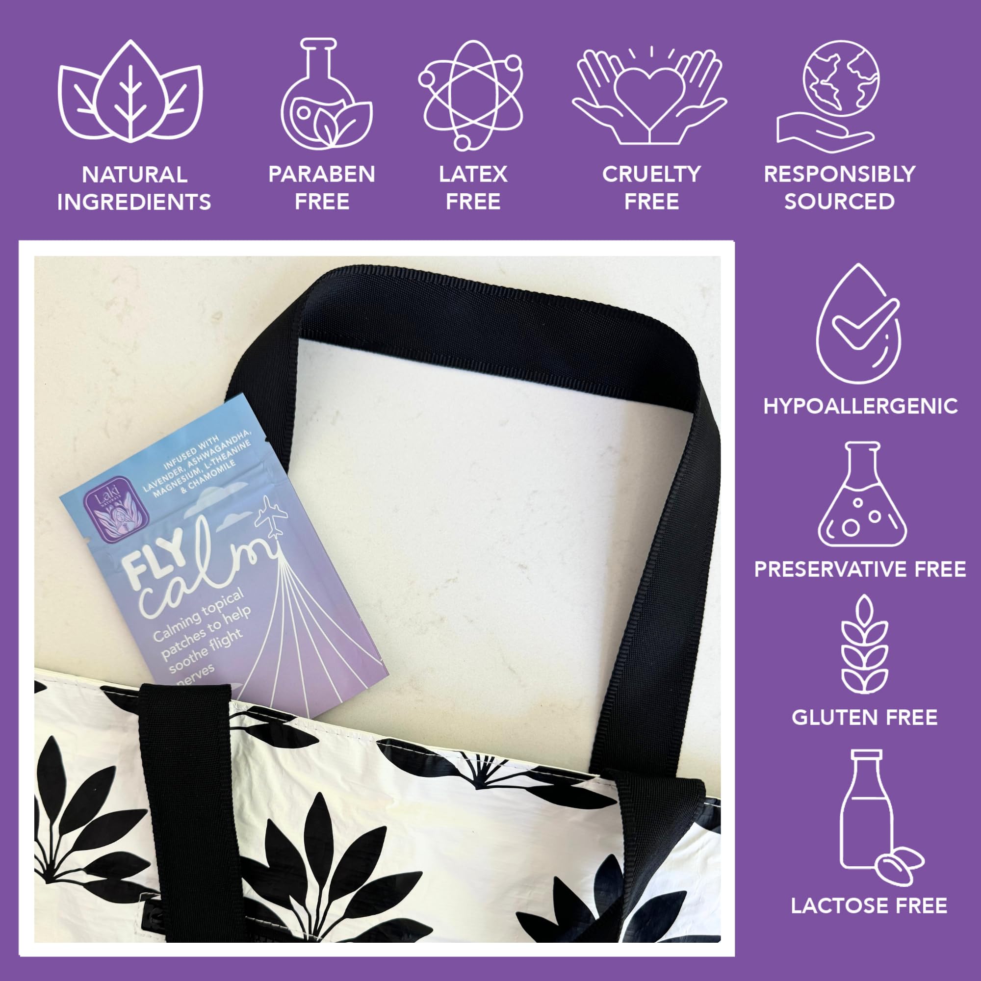 Laki Naturals Fly Calm Patch back view with application instructions