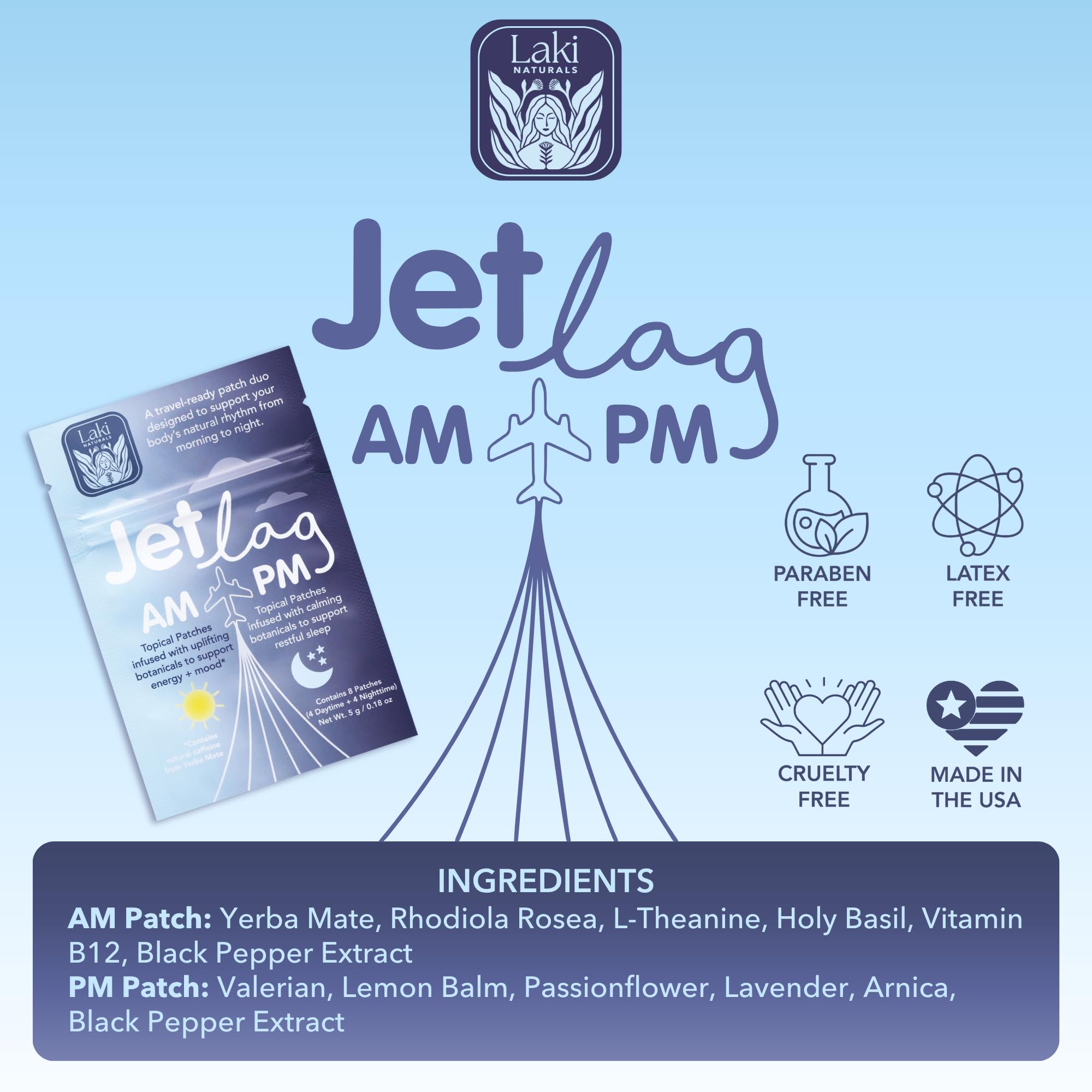 Laki Naturals Jet Lag AM & PM Patches side by side