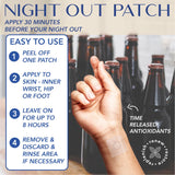 Laki Naturals Night-Out Patch on a table with drinks